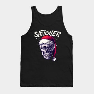 Sleigher // Funny Horror Skull with Santa Claus Hat Tank Top